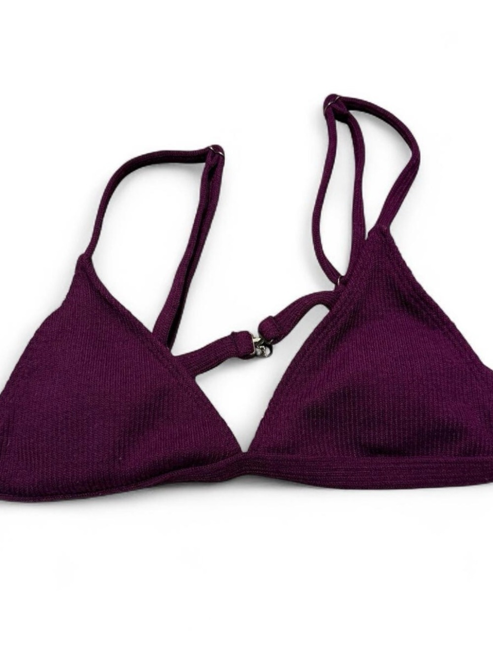 Women's Ribbed Triangle Bralette in Deep Plum
